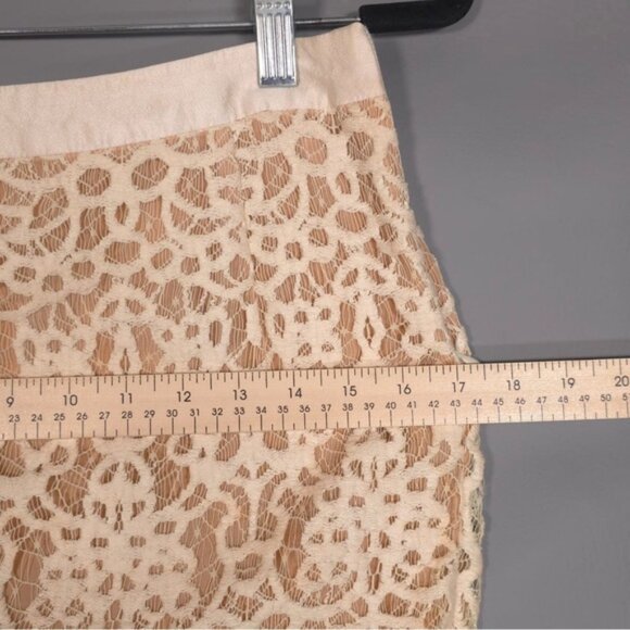 Kora Rae Women’s WOOL SILK Blend Beige‎ Lace Pencil Skirt USA MADE No Size Tag S - Picture 9 of 16